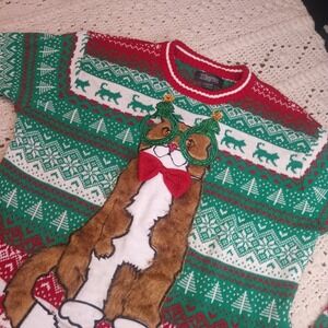 33‎ Degrees Cat Lady Ugly Christmas Sweater Womens L 3D Fuzzy Fur Funny Holiday